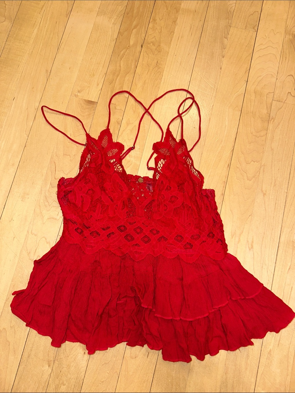 Free People Red Crochet Lace Tank
